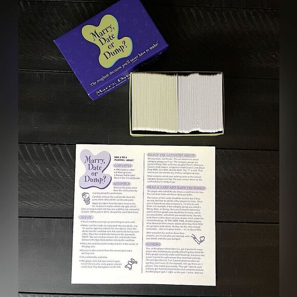 Parker Bros. “Marry, Date or Dump?” 2-6 Player, Adult Party Game. - Picture 5 of 10